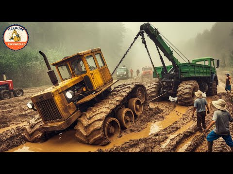 Extreme rescues of stuck farm machinery, Dangerous logging truck operations #42