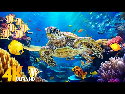 Ocean 4K - Sea Animals for Relaxation, Beautiful Coral Reef Fish in Aquarium(4K Video Ultra HD) #140