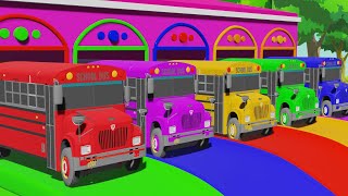 The Wheels on The Bus Song | Colorful Bus | Baby Shark | Colorful jj kids