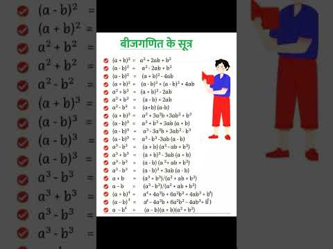 बीजगणित के सूत्र चार्ट |  Algebra Formula math Formula in hindi #maths #importantformula #mathematic