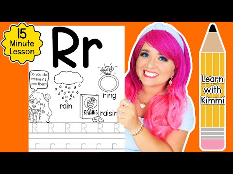 Letter R Color & Trace Worksheet Lesson and Tutorial | Learn with Kimmi The Clown ABC Coloring Book