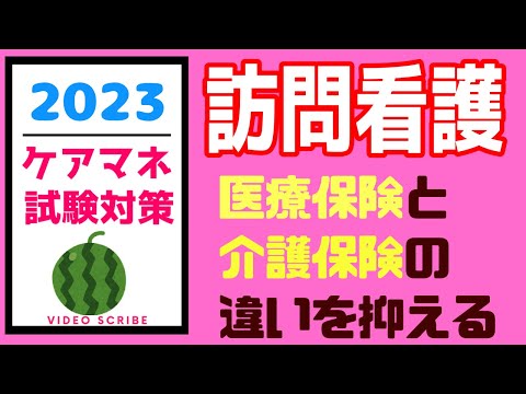 訪問看護　ケアマネ試験対策　 医療保険と介護保険の違い　についてわかりやすく解説　メダカの学校勉強法