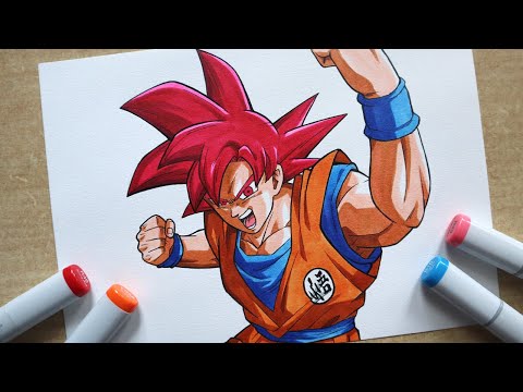 How to Draw Goku SSJ God + JOIN MY DISCORD SERVER!!