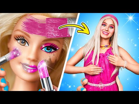 BARBIE COMES TO REAL LIFE CHALLENGE! Magic Spell Made Barbie Beautiful! Best Makeover Hacks!