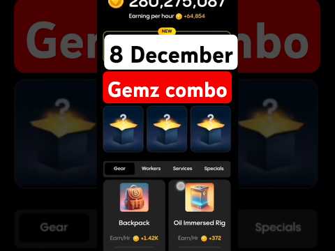 Gemz Daily Combo 8 December | Gemz Daily Code 8 December | Daily Combo Today