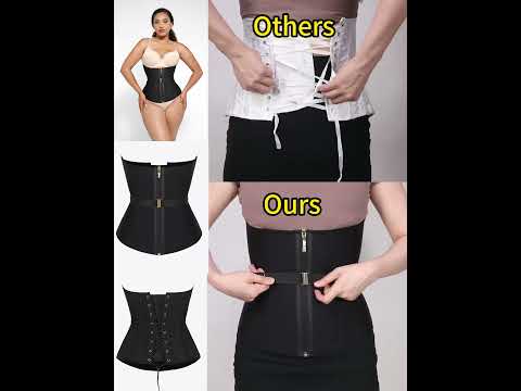 U-Shaped 10 Steel Bones Latex Waist Trainer with Fan Lacing and Front Buckle Adjustment