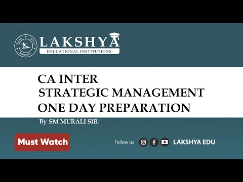 CA INTER || SM || ONE DAY PREPERATION STRATEGY || BY SM MURALI SIR