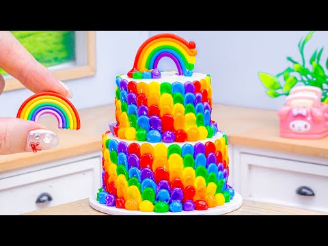 Ultimate Miniature Rainbow Buttercream Cake 🌈Colorful Rainbow Cake Recipe with Lotus Cakes