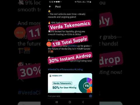 Verda City Tokenomics | 1.1 B Total Supply | 30% Instant Airdrop #shorts #verdacity #airdrop