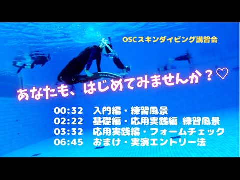 未経験・おひとり様大歓迎！スノーケリング（シュノーケリング）のフィンキック・ジャックナイフをしっかり練習！OSCスキンダイビング講習会（入門編・基礎基礎編・応用実践編）in 東京辰巳国際水泳場