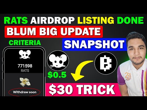 Blum Good News - Rats Kingdom Snapshot Criteria | Claim $30 For 1 Task In Blum Airdrop | Blum Update