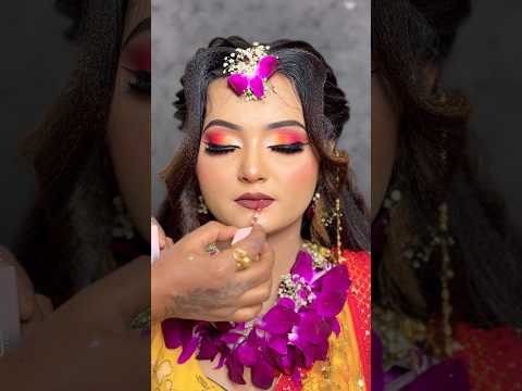 Bridal haldi look and colourful eye makeup makeup,makeup tutorial,makeup makeup