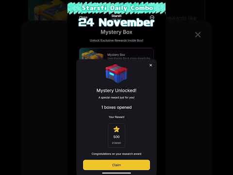 ⭐️【Starsfi】Starsfi Daily Combo | 24 November #starsfi #Daily #combo #today #24november #telegram