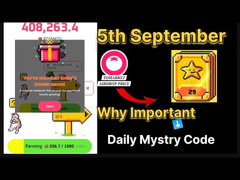 Tomarket airdrop Mystry Code | Daily Mystry Code 5th September | secret code| #tomarket  #telegram