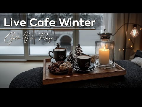 Live Cafe Winter ~ Coffee Crafting Warm Brews in Snowy Plaza for Gentle Winter Cities 🛎️🌄