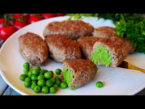 Cutlets with green peas. Hearty and very tasty.