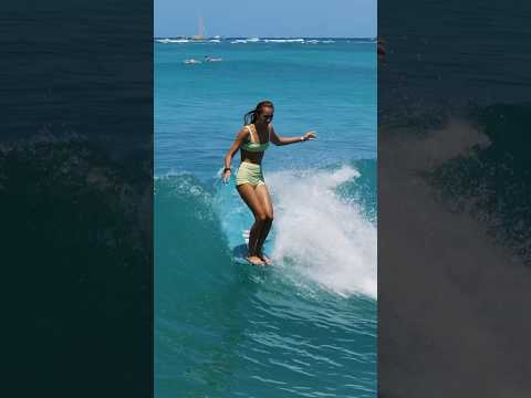 Kelis Kaleopa’a surfing in Waikiki ✨ #hawaii #drone #surf