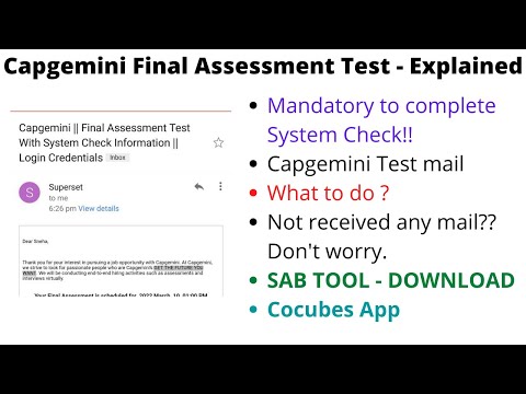 Capgemini Final Assessment test | Cocubes app | SAB Tool | assessment System check test | MCA BCA