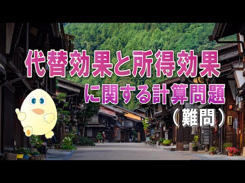 ミクロ経済学・代替効果と所得効果に関する計算問題（難問）、説明欄に別解あります。ーHandout