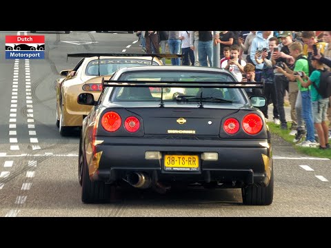 JDM Cars leaving GO Japan 2023 - TopSecret Supra, NSX, Impreza 22B, RX7, Chaser, Lancer Evo,...