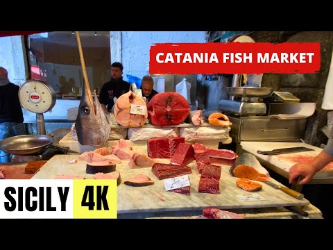 SICILY, ITALY 🇮🇹 [4K] Catania Fish Market — Walking Tour