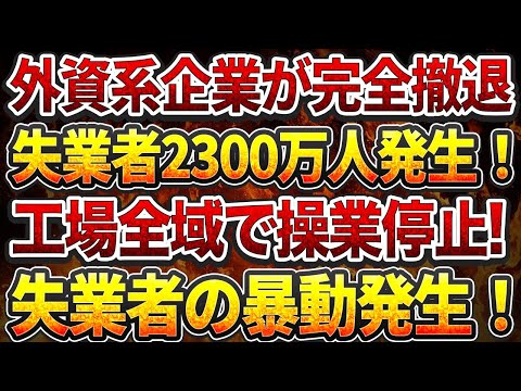 外資系企業が完全撤退！失業者2300万人発生！工場全域で操業停止!失業者の暴動発生！