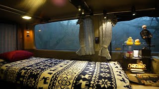 Rainy Car Camping Van Life | Relaxing alone in the winter rain | ASMR