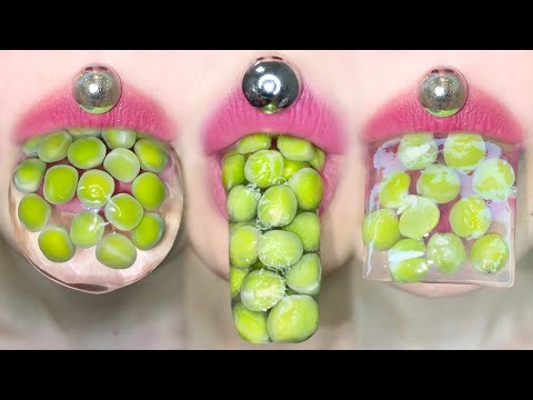 ASMR GREEN BEANS JELLY SOYBEAN ANKO PEARL PUDDING MUKBANG 완두콩 젤리 팥 푸딩 초록펄 콩 입술먹방