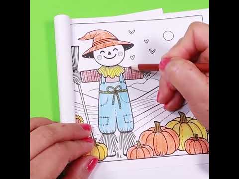 Autumn Coloring Fun for Kids | Scarecrow, Pumpkins & Field |Cute coloring Page #coloringforkids