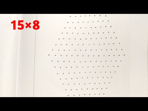 15×8simple dots rangoli||easy roja poo kolam||beautiful kolam||#8