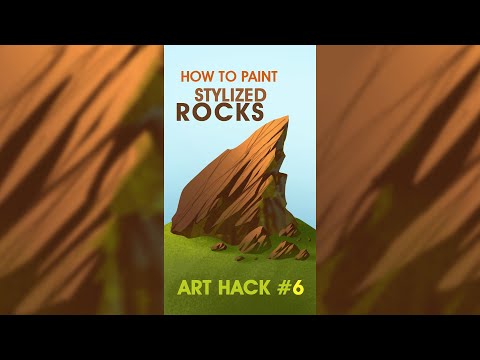 ART HACK 6 - How To Paint STYLIZED ROCKS In Photoshop #SHORTS