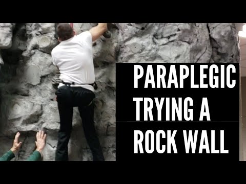 Paraplegic Attempting Rock Climbing Wall - Fail