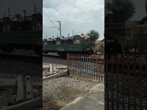 192 Swaraj 735 XT and 855 FE New Brand Tractors Loaded Full Train Crossing#uniquetrainengines#video