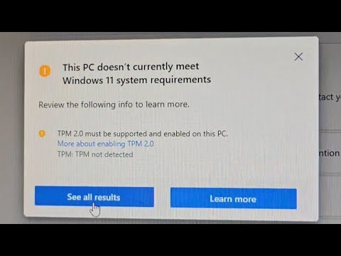 PC Health Check This PC Doesn't Currently Meet Windows 11 System Requirements TPM 2.0 Fix Repair