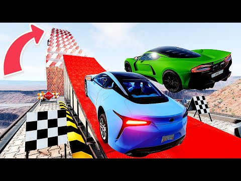 Big High Ramp Jumps - Sports Lux Car Crashes Challenge #2 BeamNG Drive