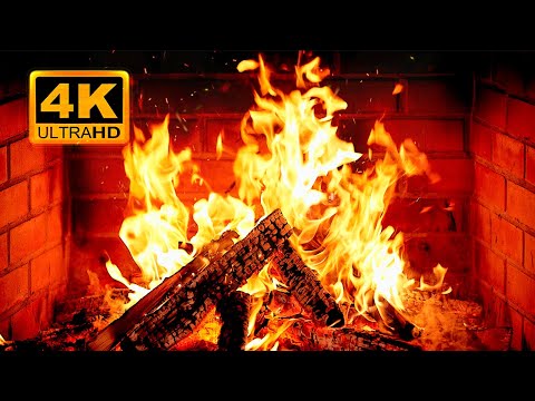 🔥 Cozy Fireplace 4K (12 HOURS). Fireplace with Crackling Fire Sounds. Fireplace Ambience