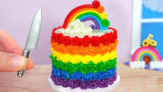 🌈 Colorful Miniature Rainbow Cake Decoration | The Best Tiny Buttercream Cake Ever | Mini Cakes