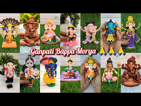 Ganesh Chaturthi Special 🎊🎉🙏Lord Ganpati  Ji All Models Making With Clay🙏🥥🌺Blooming Hands Special💕🥰