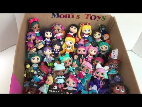 Box of Toys with Names LOL Dolls Sailor Moon Roblox Vampirina PJ Mask Disney Princess Peppa Pig