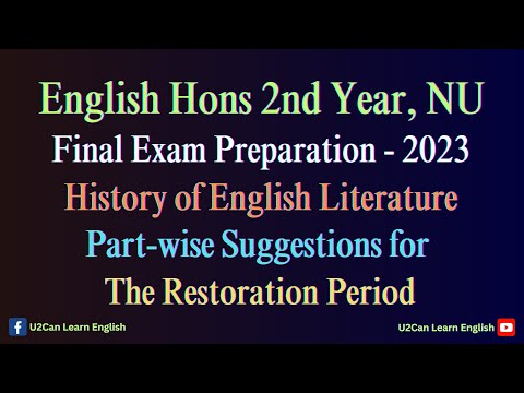 Partwise Suggestions for the Restoration Period ।। History ।। Hons 2nd Final Examination - 2023