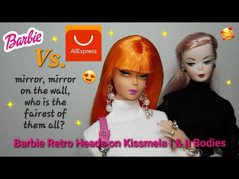 Authentic Barbie Retro Vintage Head vs. Aliexpress Barbie Retro Fakey / Clone Head on Kissmela