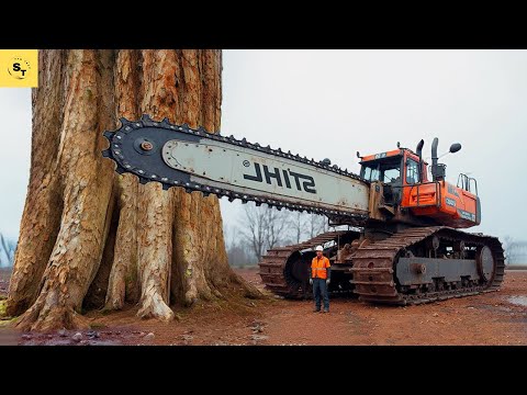 Extreme Dangerous Fastest Big Chainsaw Cutting Tree Machines | Monster Stump Removal Excavator #433