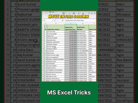 Move Entre  Column Shortcut Key | Ms Excel Shortcut Key | #shorts #short #spreadsheets #keyerror