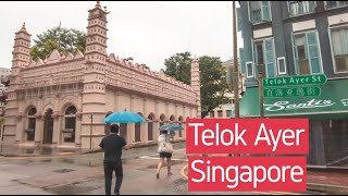 [4K] 🇸🇬 Singapore Walk at Telok Ayer in Light Rain | Singapore City Tour 2021