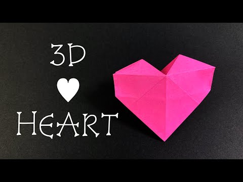 【Origami】How to make 3D Heart box 【折り紙】立体 3D ハートの作り方