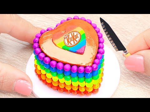 Miniature Cake Decorating ideas with Chocolate🌈How to Make Chocolate Heart Cake Colorful Decorating