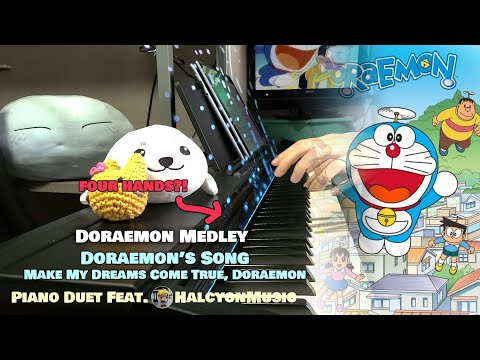 PLAYING THE MOST POPULAR ANIME SONG Doraemon Medley feat.  @HalcyonMusic   (4-hand Duet) [piano]