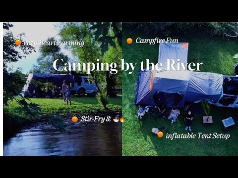 Family Camping by the River: Tent Setup Grill Tiger Shrimp, & Morning Coffee Outdoors ☕: EP1 Coming