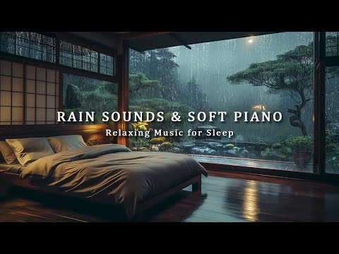 Warm Bedroom with Rain Sounds on the Windows - Relaxing Music for Deep Sleep, Healing of Stress