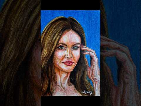 young Angelina Jolie realism art with colored pencils ✏️ #art #celebrity #real #fun